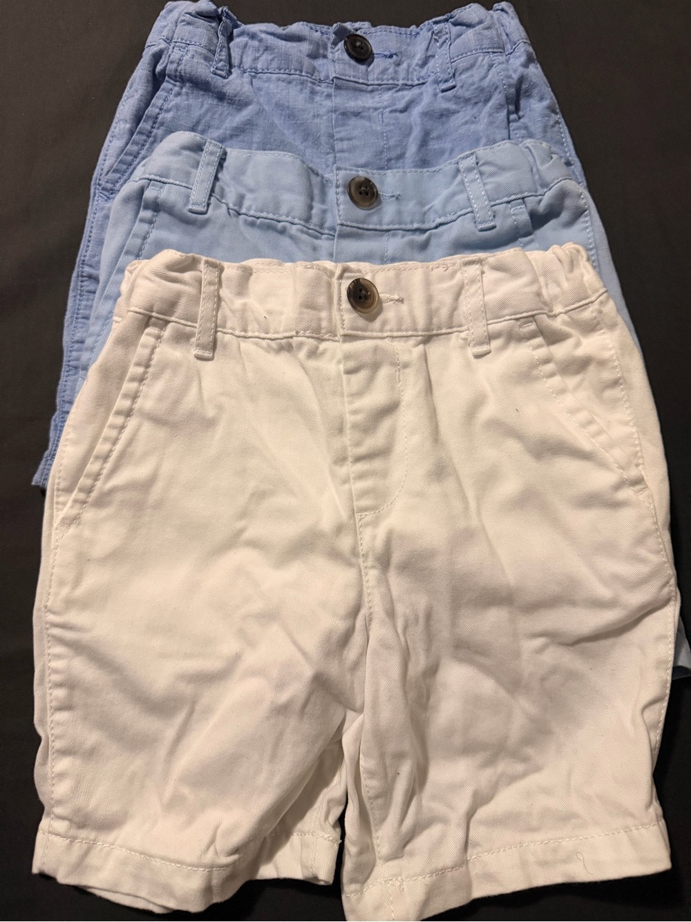 The Children's Place 3-Pack Shorts in White and Light Blue Shades 3T